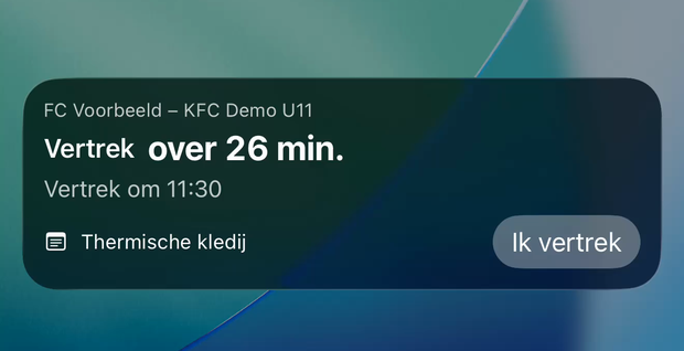 ScoreShare Live activiteit met vertrek om 11:30 en Nederlandse voorbeeldgegevens