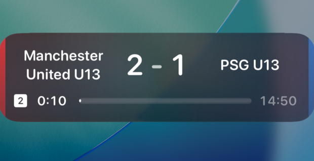 Live Activity late in the game with the home team leading 2–1